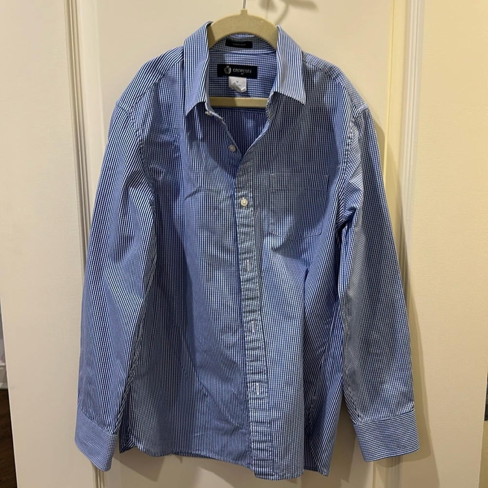 Crewcuts Boys Blue and White Gingham Button Down